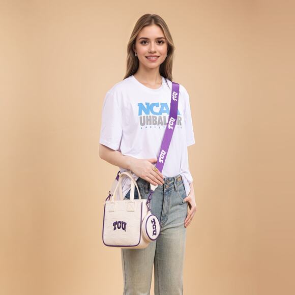 TCU Horned Frogs Light Beige Small Crossbody Bag w/ Coin Purse NWT NCAA Official - Picture 4 of 6